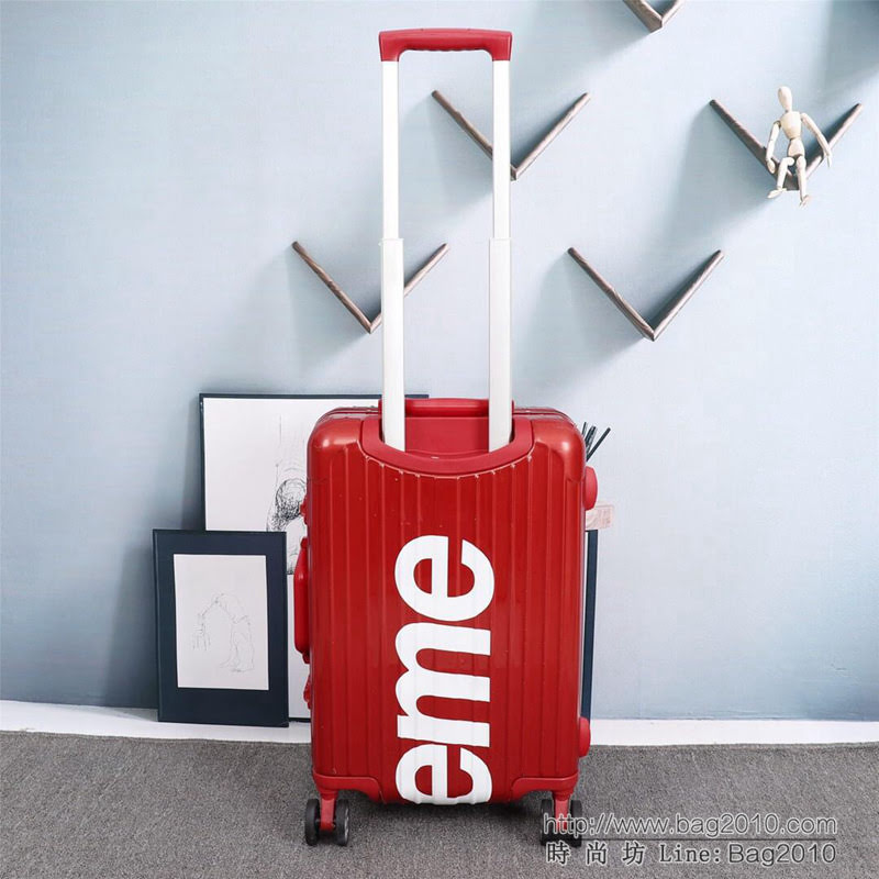 潮牌Suprmem聯名rimowa日默瓦 專櫃雙排萬向靜音飛機輪 航空7系鋁合金 拉箱/拉杆箱 20寸登機箱  xbt1153